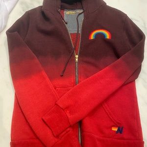 AVIATOR NATION sz SM red zip up hoodie